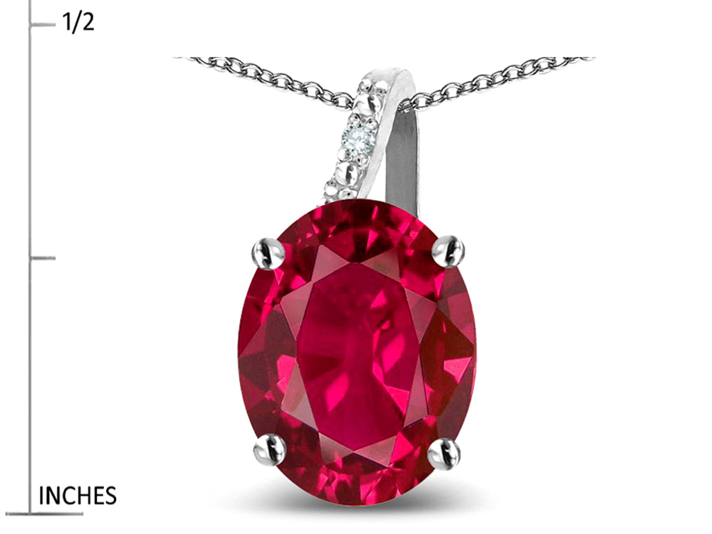 Star K Oval 8x6 Created Ruby Journey Pendant Necklace