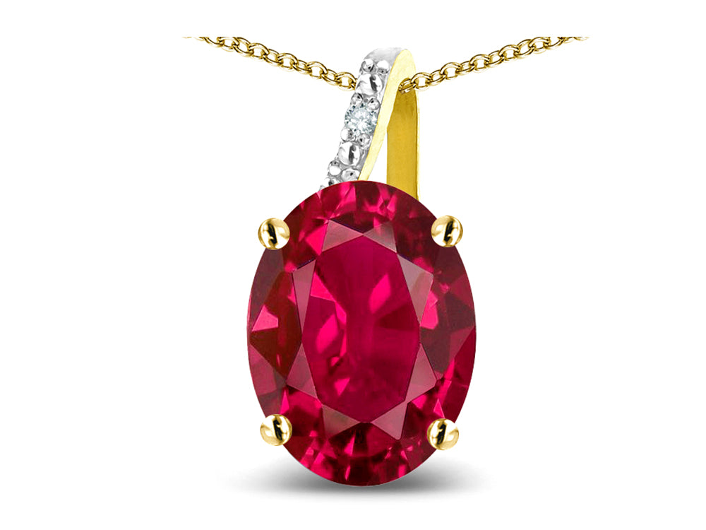 Star K Oval 8x6 Created Ruby Journey Pendant Necklace