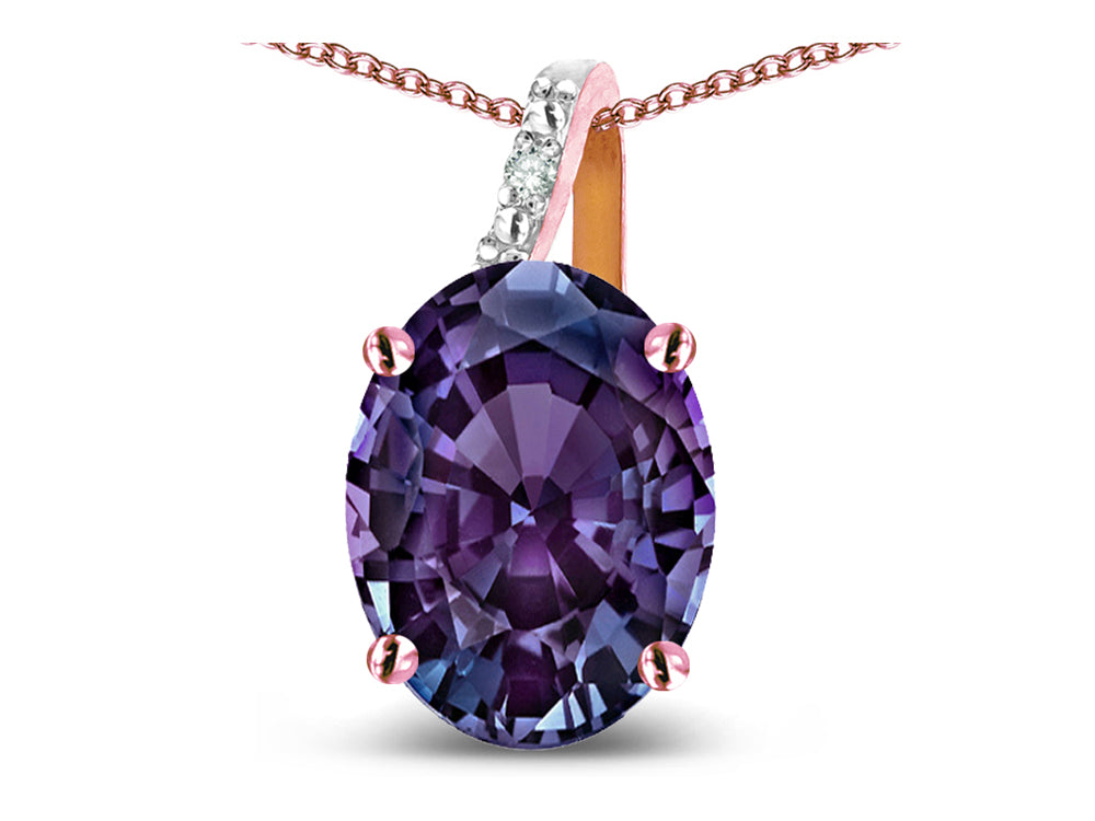 Star K Oval 8x6 Simulated Alexandrite Journey Pendant Necklace