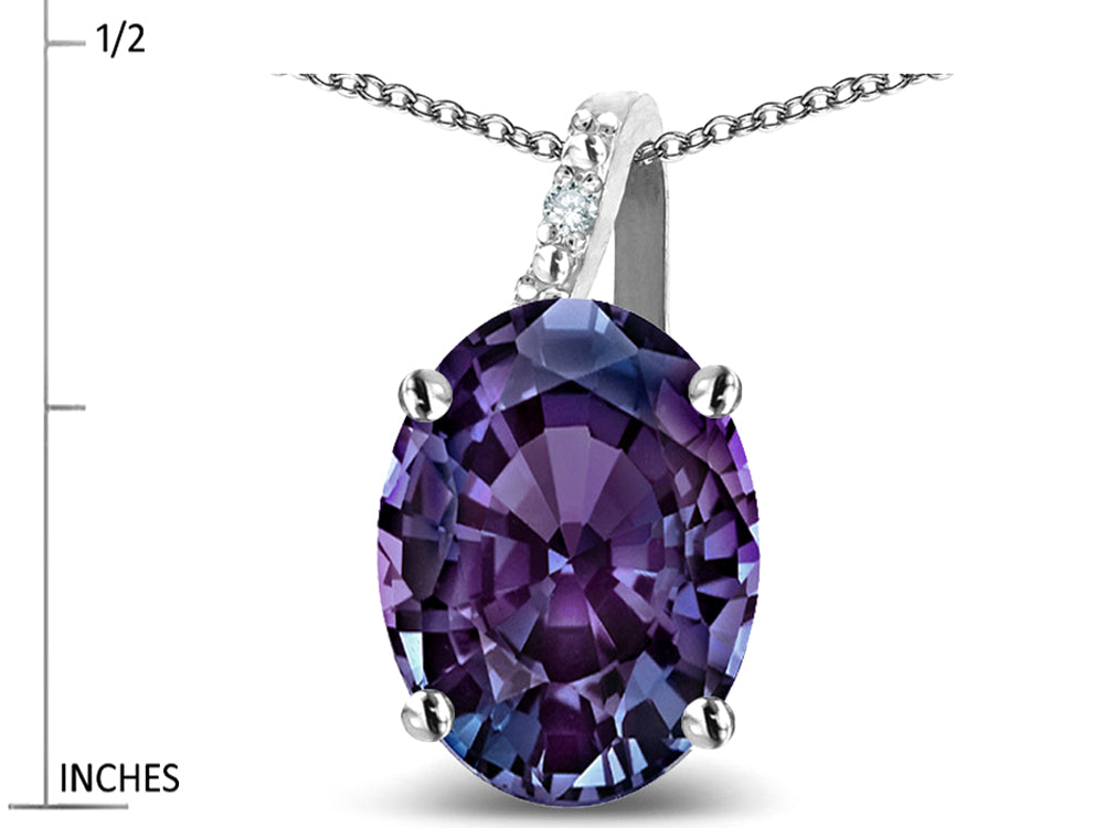 Star K Oval 8x6 Simulated Alexandrite Journey Pendant Necklace