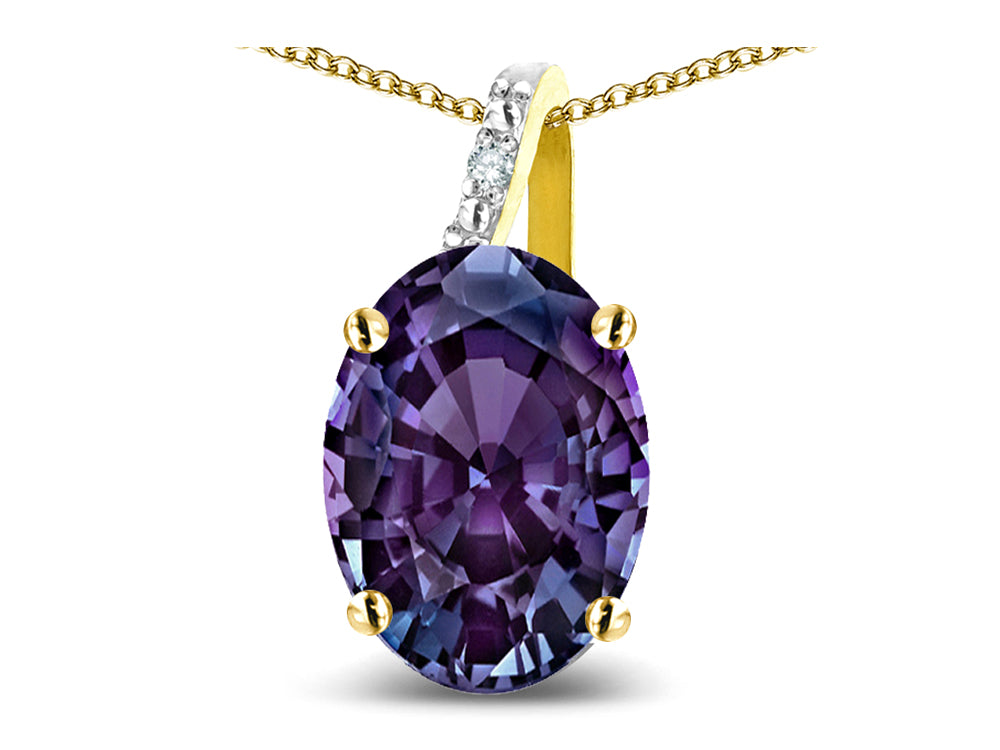 Star K Oval 8x6 Simulated Alexandrite Journey Pendant Necklace