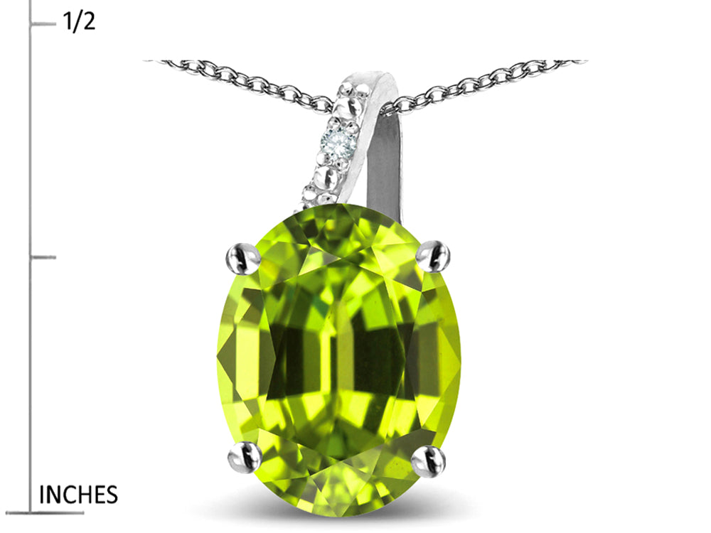Star K Oval 8x6 Genuine Peridot Journey Pendant Necklace