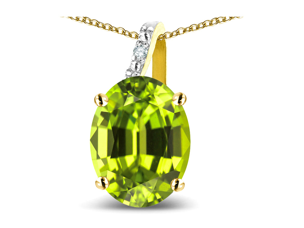 Star K Oval 8x6 Genuine Peridot Journey Pendant Necklace