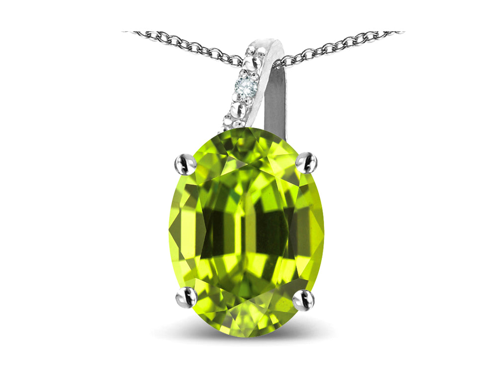 Star K Oval 8x6 Genuine Peridot Journey Pendant Necklace