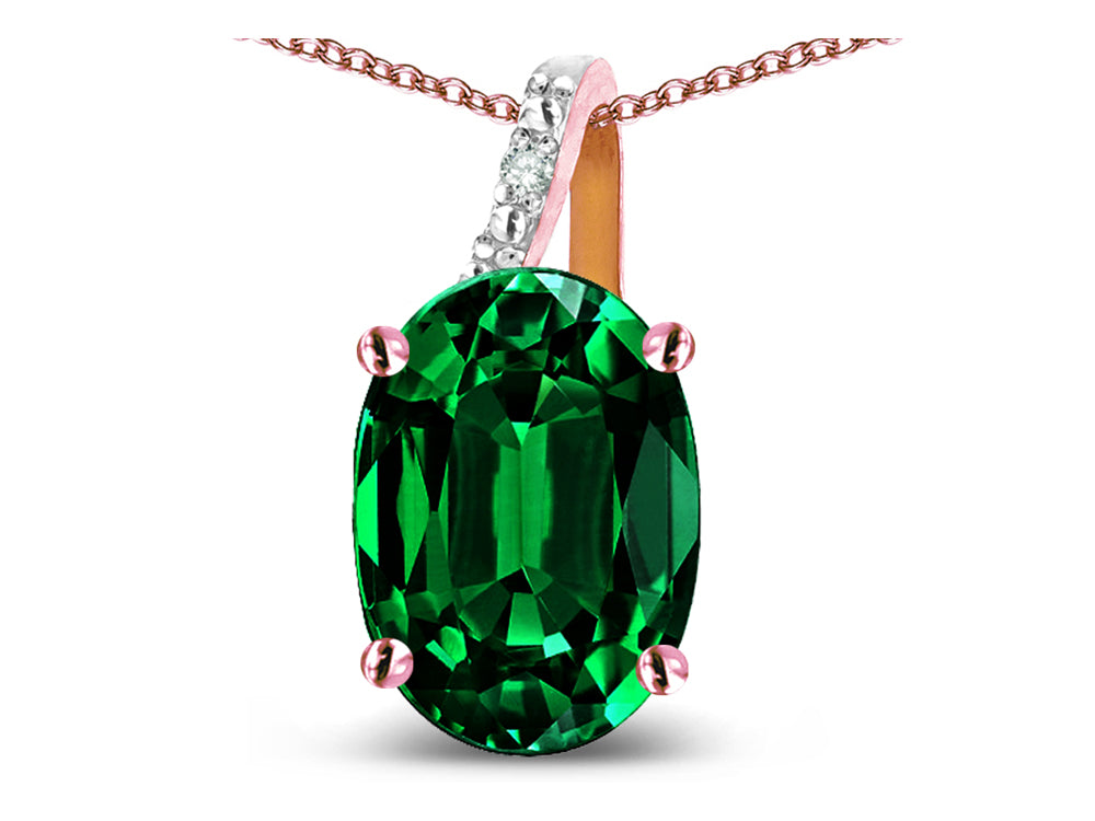 Star K Oval 8x6 Simulated Emerald Journey Pendant Necklace