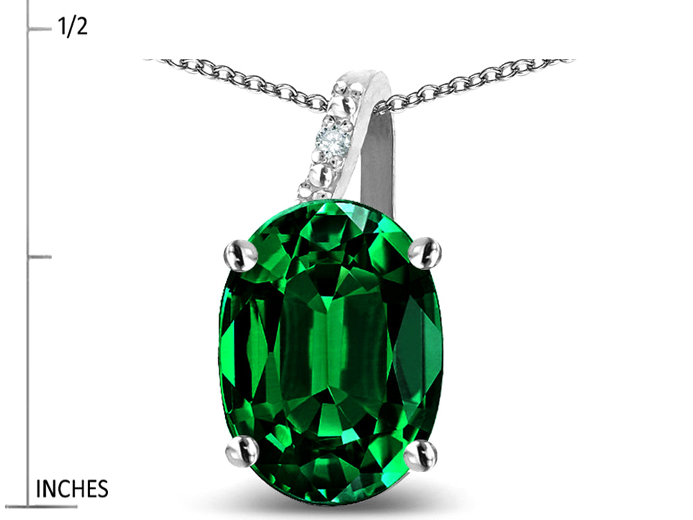 Star K Oval 8x6 Simulated Emerald Journey Pendant Necklace