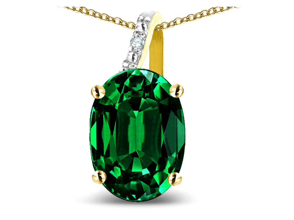 Star K Oval 8x6 Simulated Emerald Journey Pendant Necklace