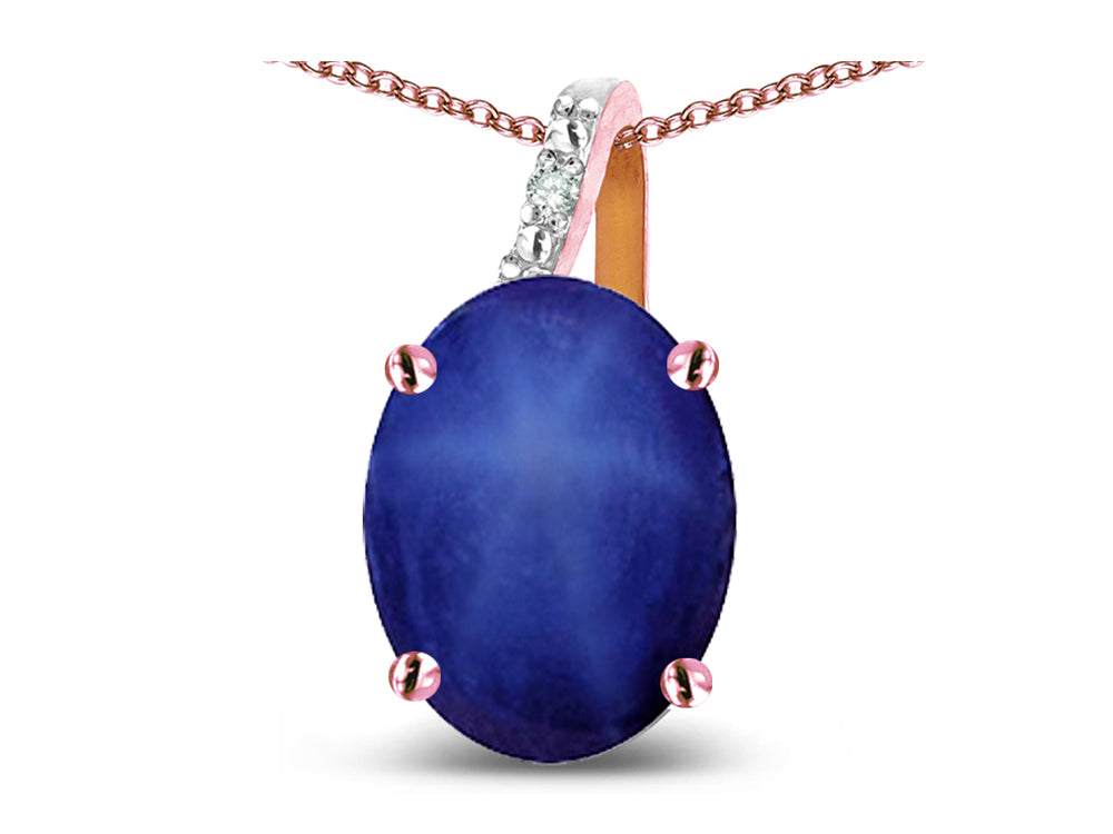 Star K Oval 8x6 Created Star Sapphire Journey Pendant Necklace