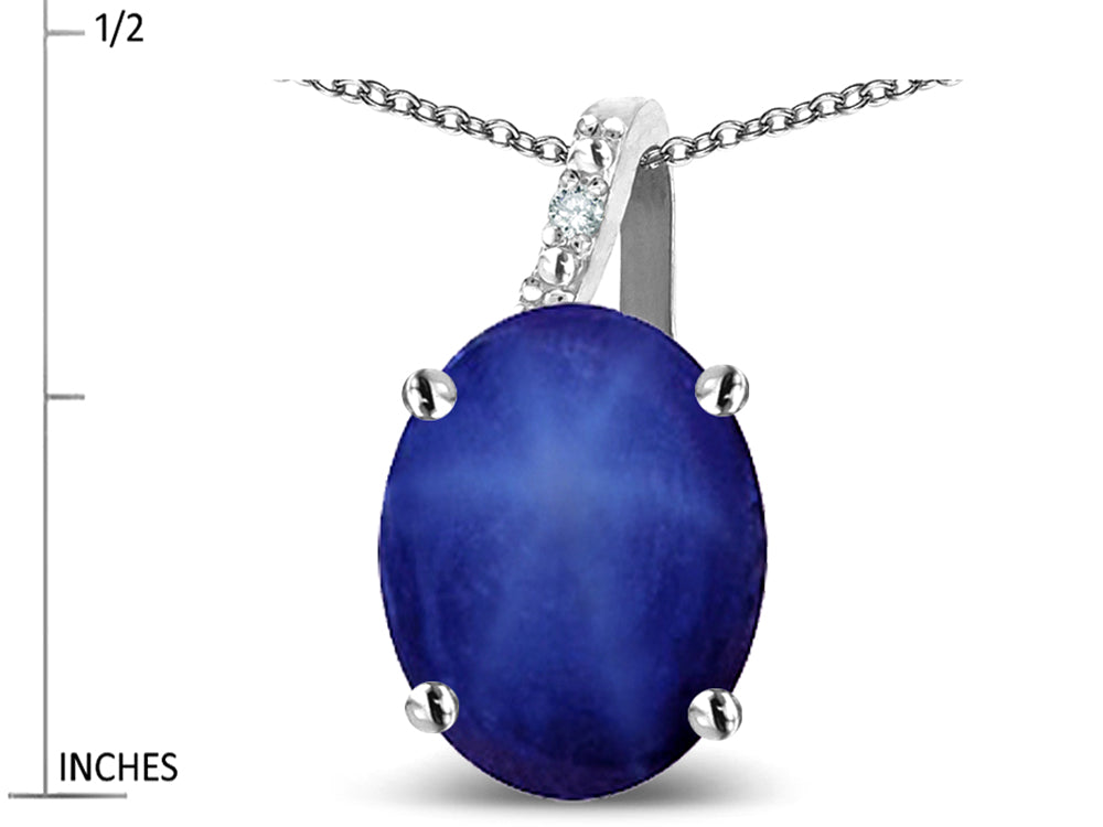 Star K Oval 8x6 Created Star Sapphire Journey Pendant Necklace