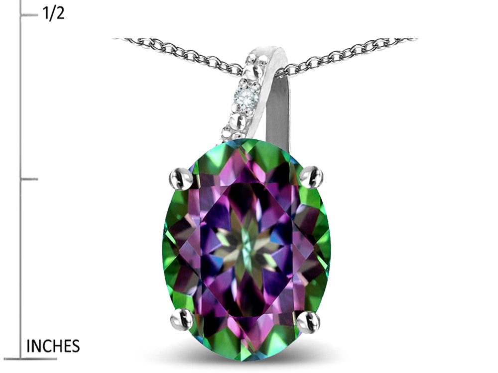 Star K Oval 8x6 Rainbow Mystic Topaz Journey Pendant Necklace