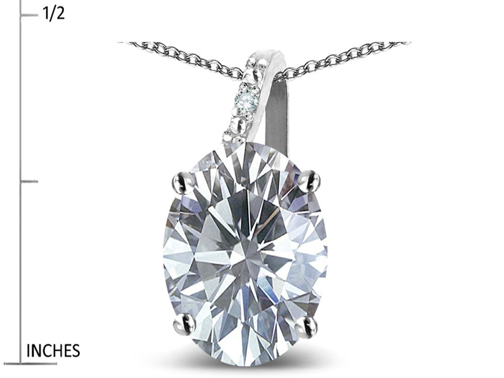 Star K Oval 8x6 Genuine White Topaz Journey Pendant Necklace