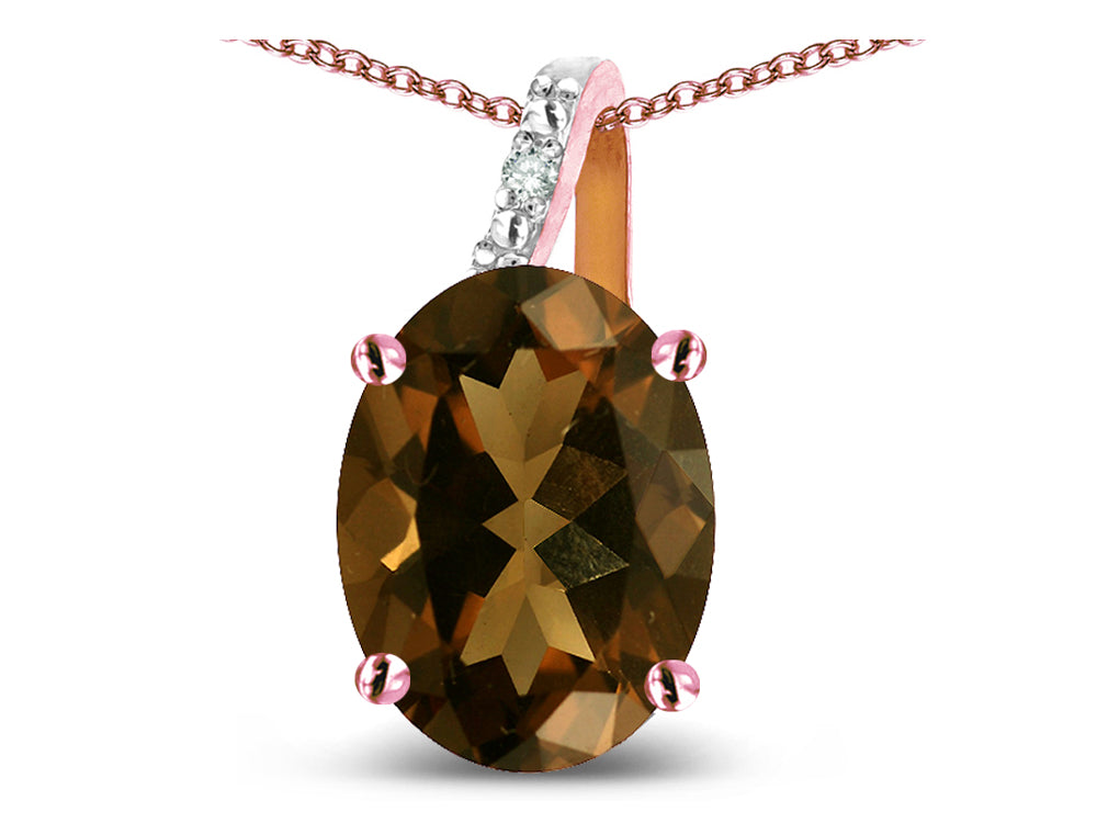 Star K Oval 8x6 Genuine Smoky Quartz Journey Pendant Necklace