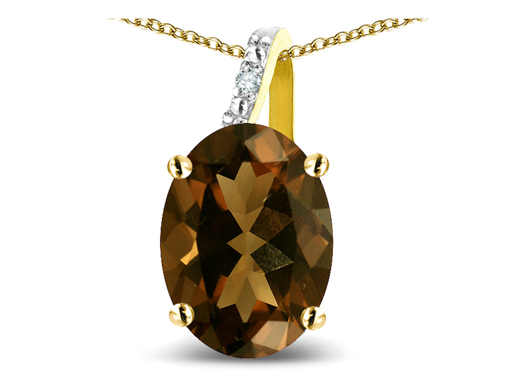 Star K Oval 8x6 Genuine Smoky Quartz Journey Pendant Necklace