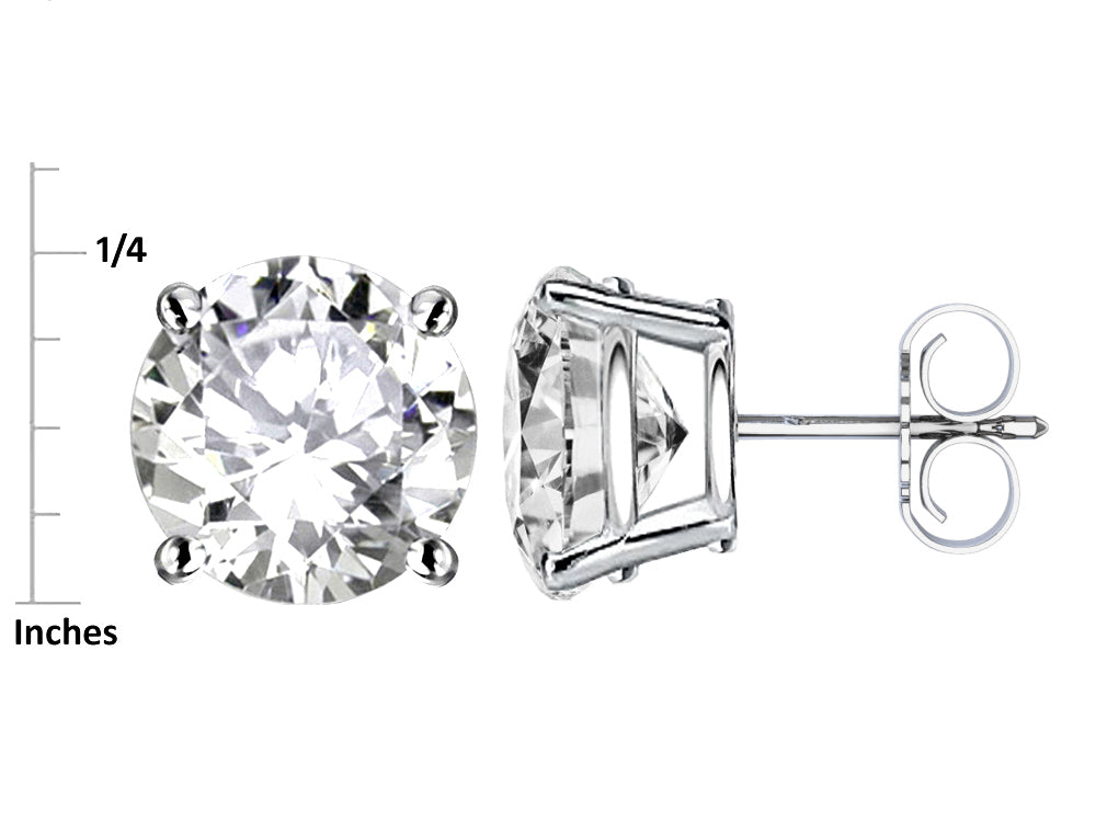 Star K Classic Round  7mm Genuine Peridot Four Prong Stud Earrings