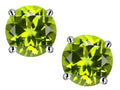 Star K Classic Round  7mm Genuine Peridot Four Prong Stud Earrings