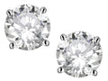 Star K Classic Round 7mm Genuine White Topaz  Four Prong  Stud Earrings