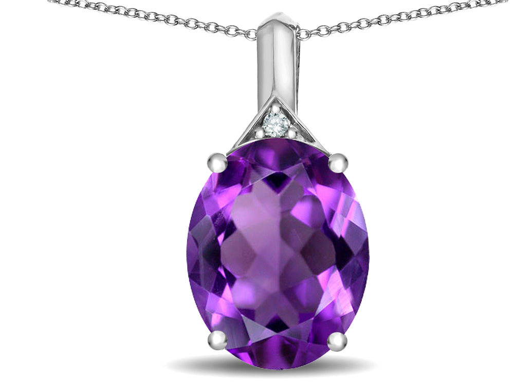 Star K Expressions Large 12x10mm Oval Genuine Amethyst Pendant Necklace
