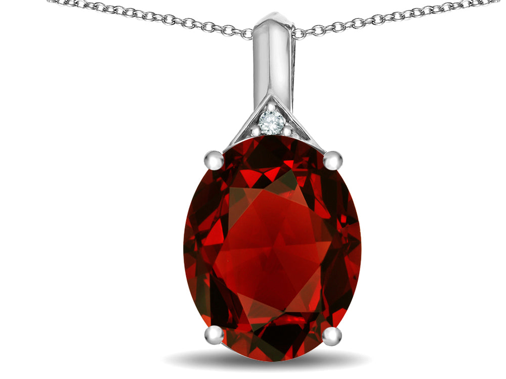 Star K Expressions Large 12x10mm Oval Genuine Garnet Pendant Necklace