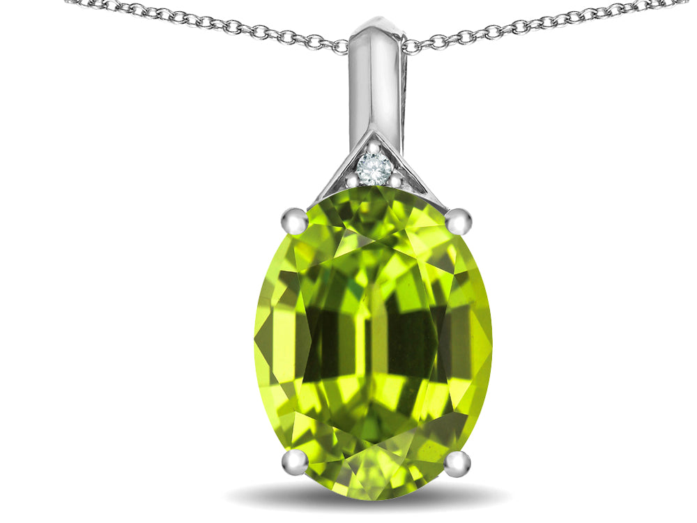 Star K Expressions Large 12x10mm Oval Genuine Peridot Pendant Necklace