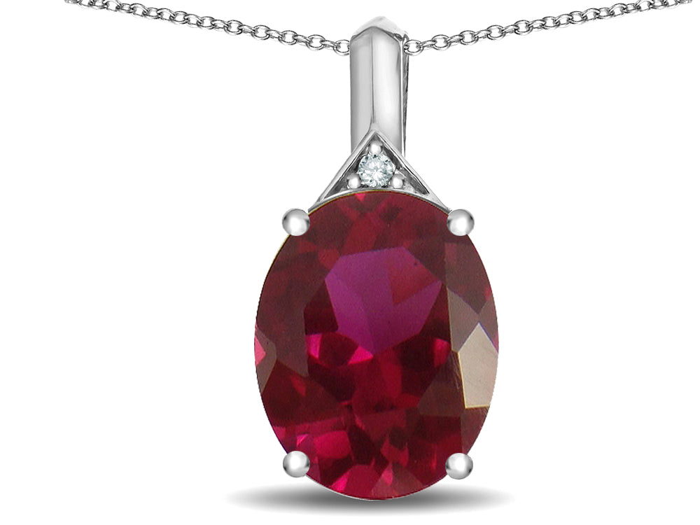 Star K Expressions Large 12x10mm Oval Created Ruby Pendant Necklace
