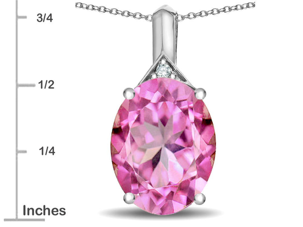 Star K Expressions Large 12x10mm Oval Created Pink Sapphire Pendant Necklace