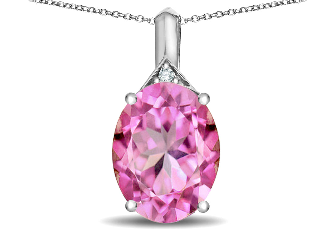 Star K Expressions Large 12x10mm Oval Created Pink Sapphire Pendant Necklace