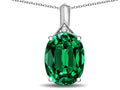 Star K Expressions Large 12x10mm Oval Simulated Emerald Pendant Necklace