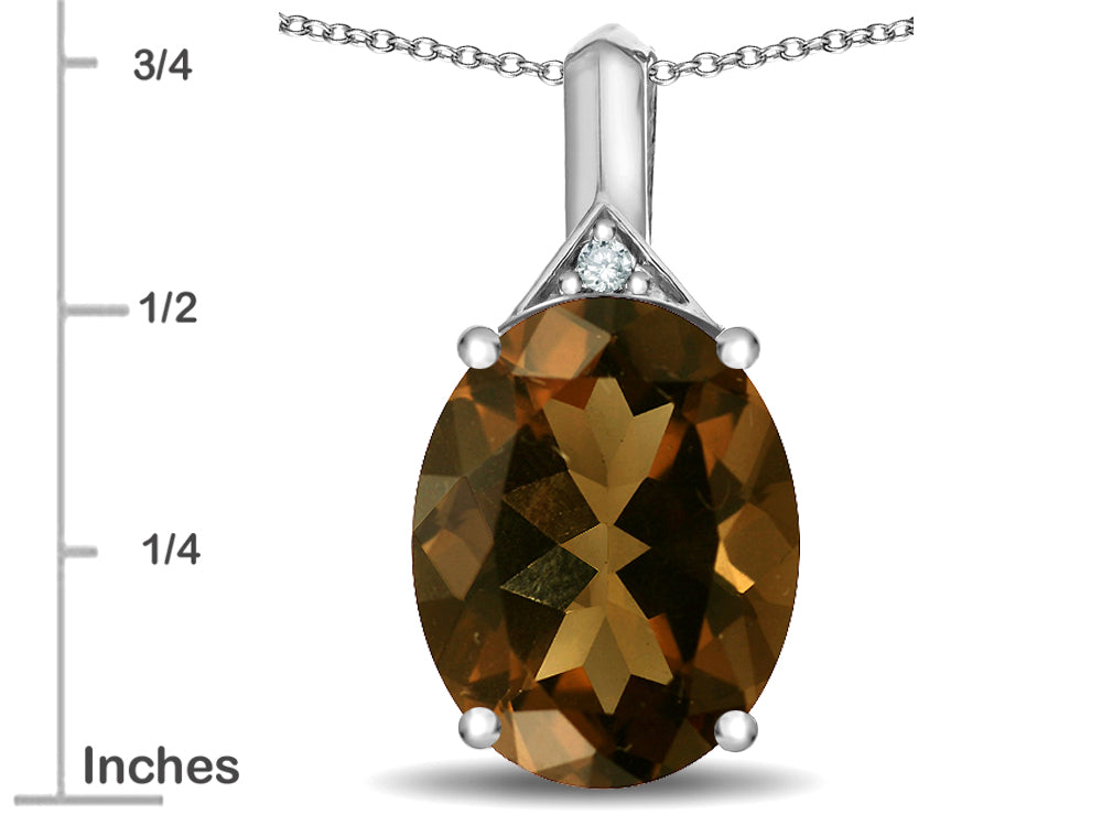 Star K Expressions Large 12x10mm Oval Genuine Smoky Quartz Pendant Necklace