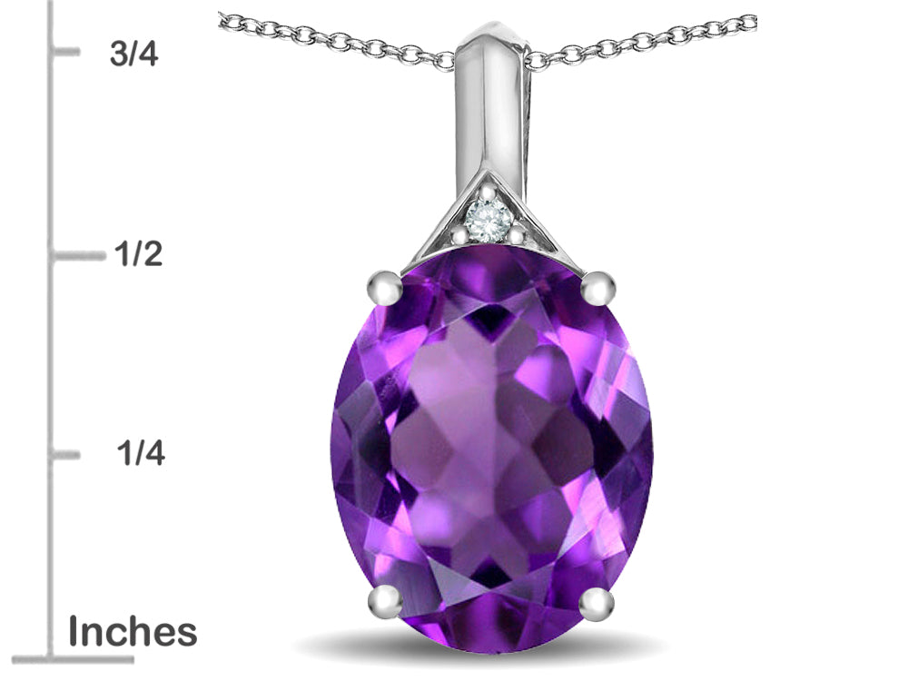 Star K Expressions Large 12x10mm Oval Genuine Amethyst Pendant Necklace