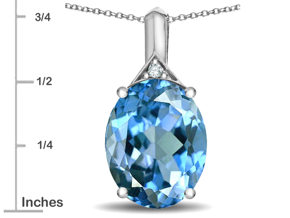 Star K Expressions Large 12x10mm Oval Genuine Blue Topaz Pendant Necklace