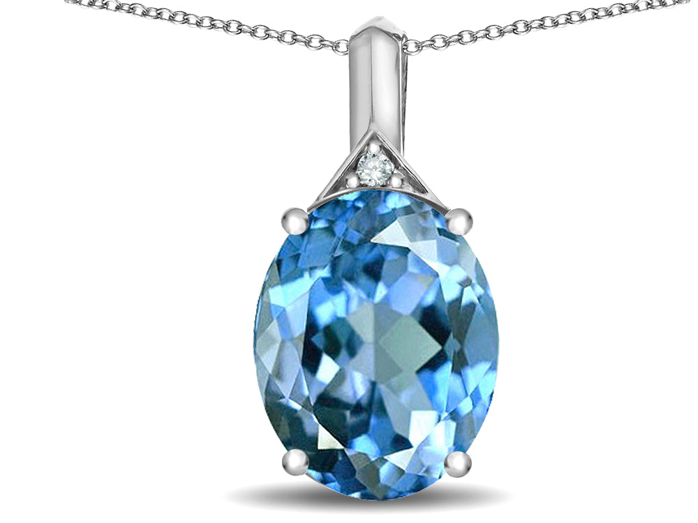 Star K Expressions Large 12x10mm Oval Genuine Blue Topaz Pendant Necklace