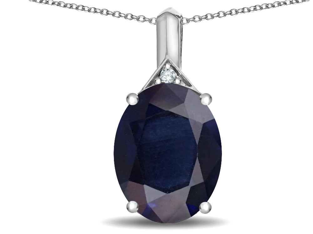 Star K Expressions Large 12x10mm Oval Genuine Black Sapphire Pendant Necklace