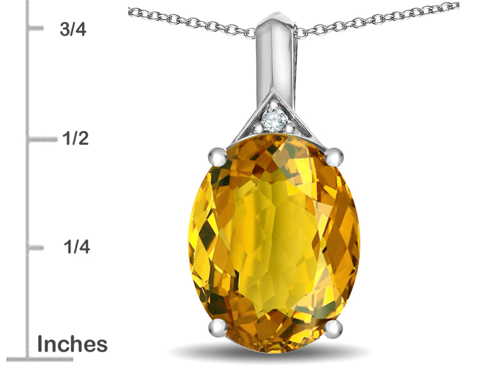 Star K Expressions Large 12x10mm Oval Genuine Citrine Pendant Necklace