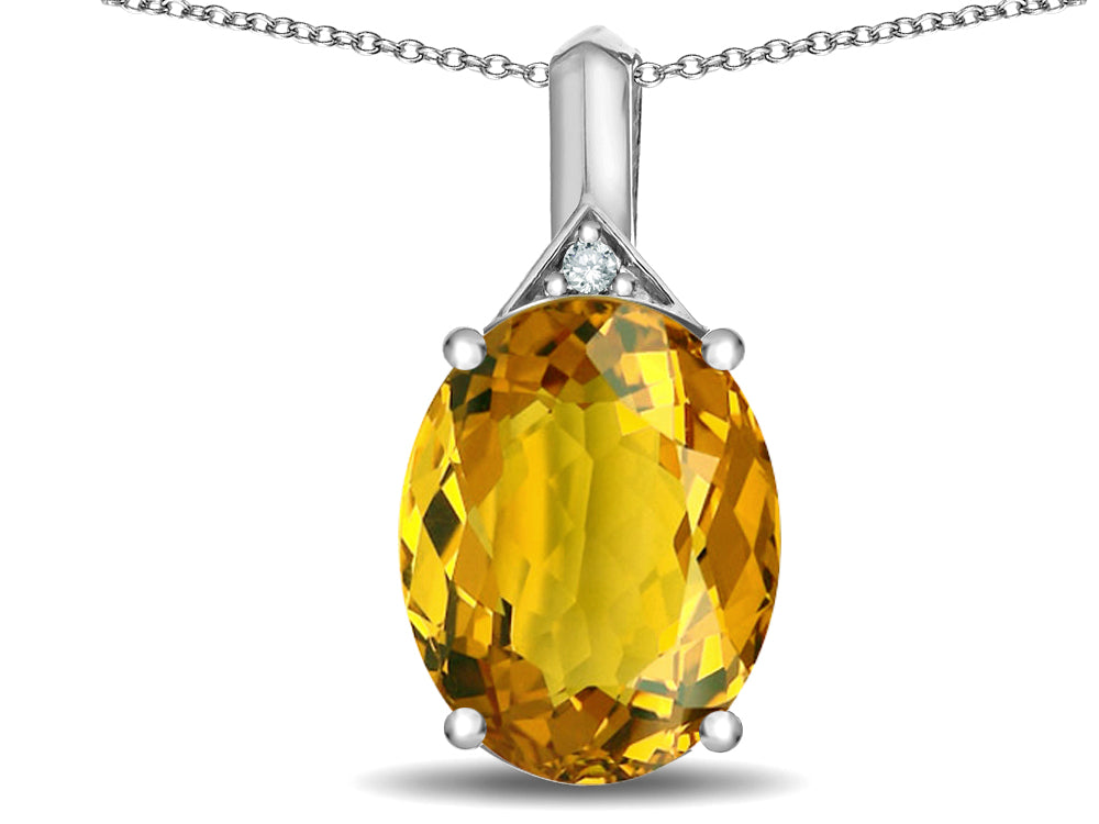 Star K Expressions Large 12x10mm Oval Genuine Citrine Pendant Necklace