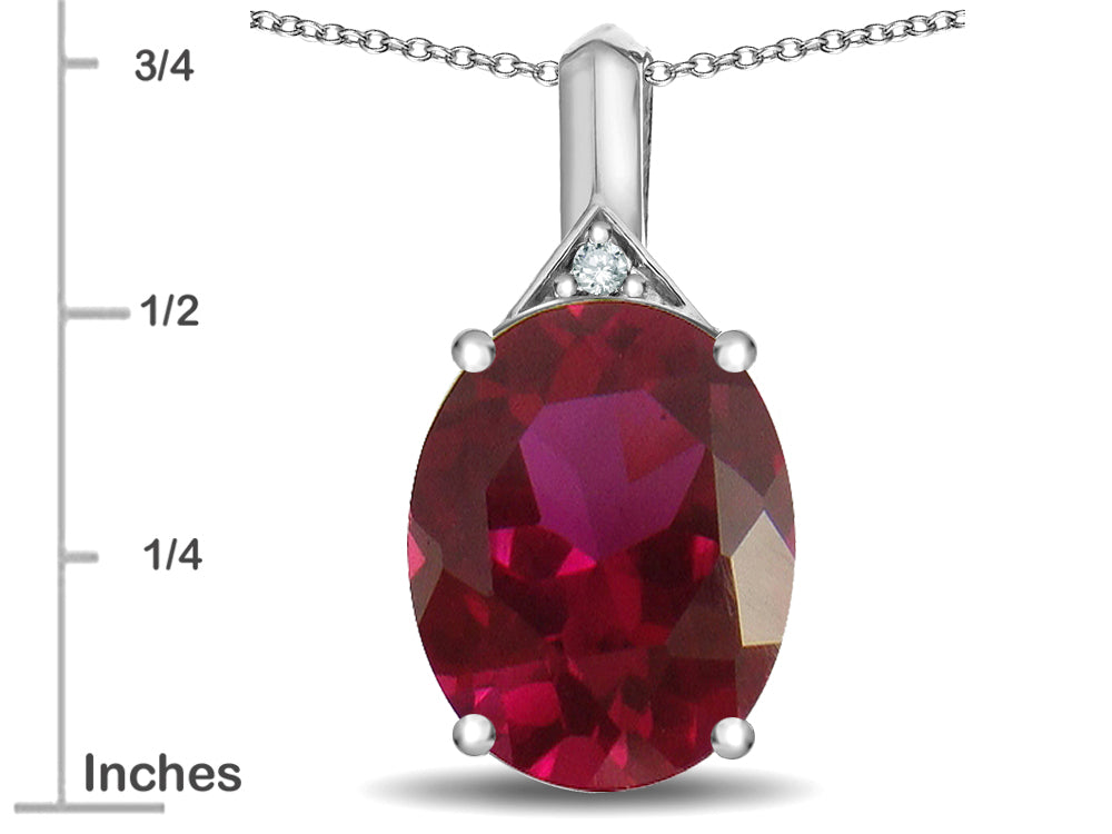 Star K Expressions Large 12x10mm Oval Created Ruby Pendant Necklace