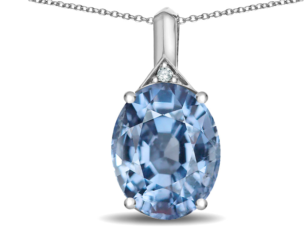 Star K Expressions Large 12x10mm Oval Simulated Aquamarine Pendant Necklace