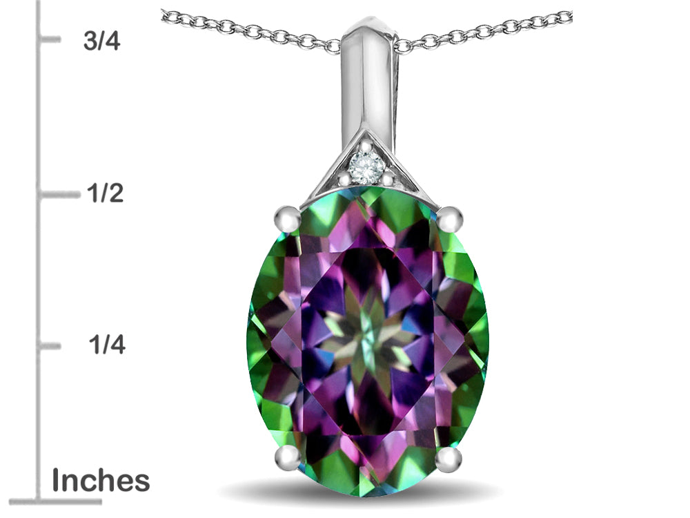 Star K Expressions Large 12x10mm Oval Rainbow Mystic Topaz Pendant Necklace