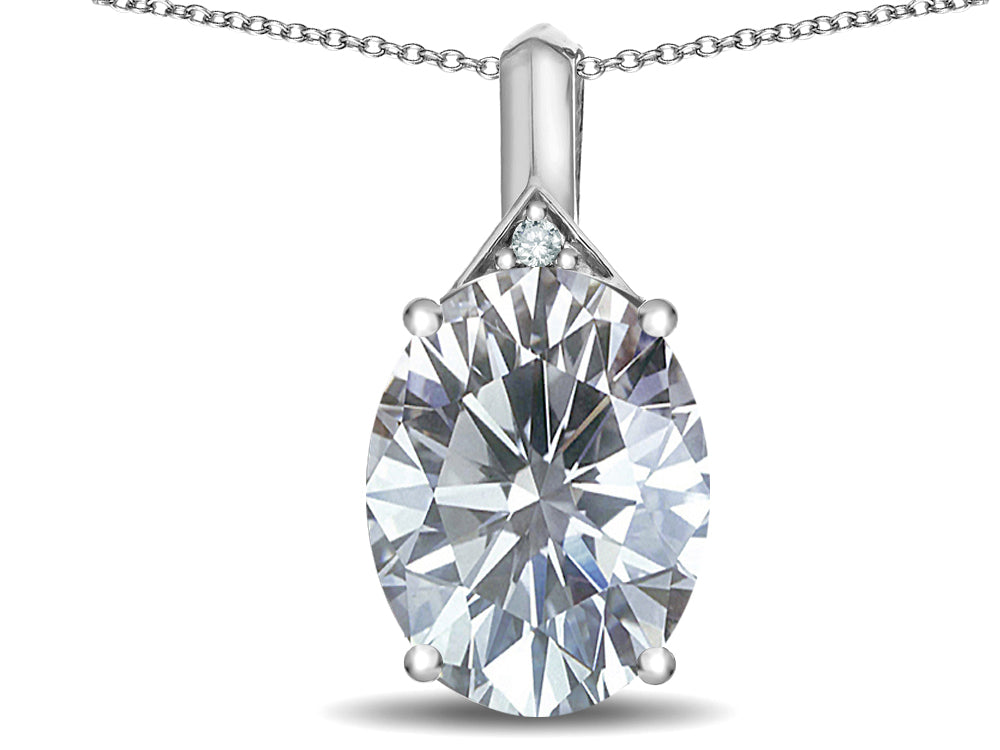 Star K Expressions Large 12x10mm Oval Genuine White Topaz Pendant Necklace