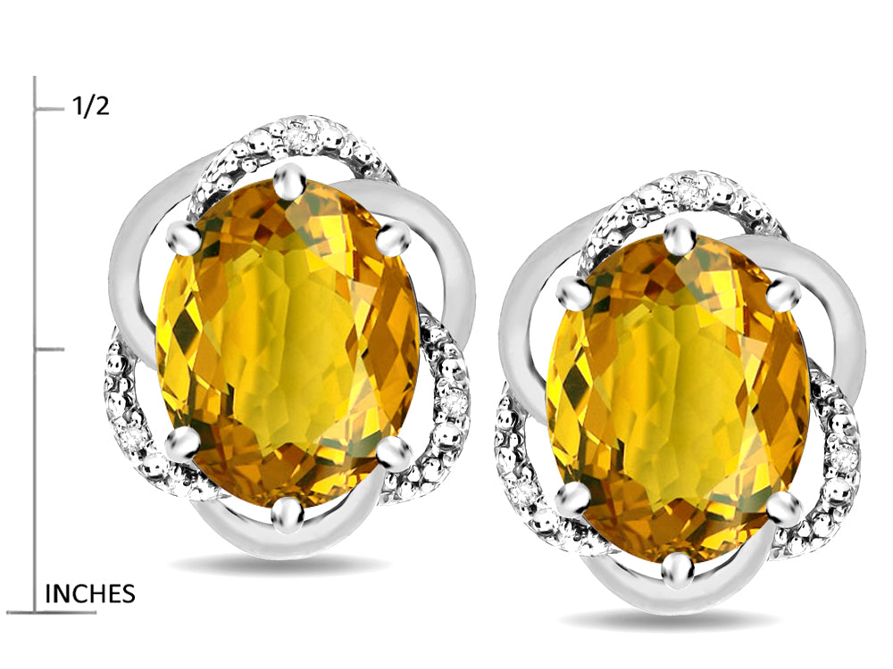 Star K  Large Love Knot Earrings with Oval 8 x 6mm Genuine Citrine