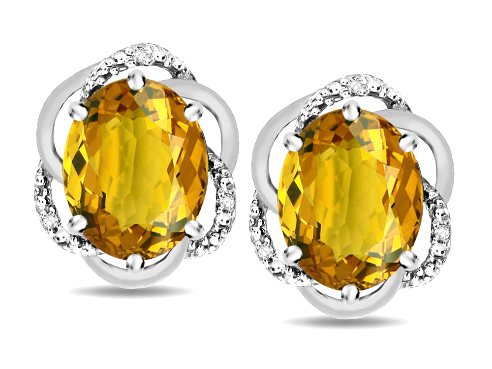 Star K  Large Love Knot Earrings with Oval 8 x 6mm Genuine Citrine