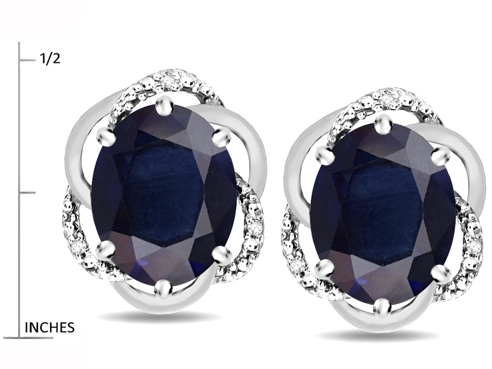 Star K  Large Love Knot Earrings with Oval 8 x 6mm Genuine Black Sapphire