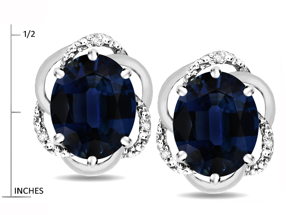 Star K  Large Love Knot Earrings with Oval 8 x 6mm Genuine Sapphire