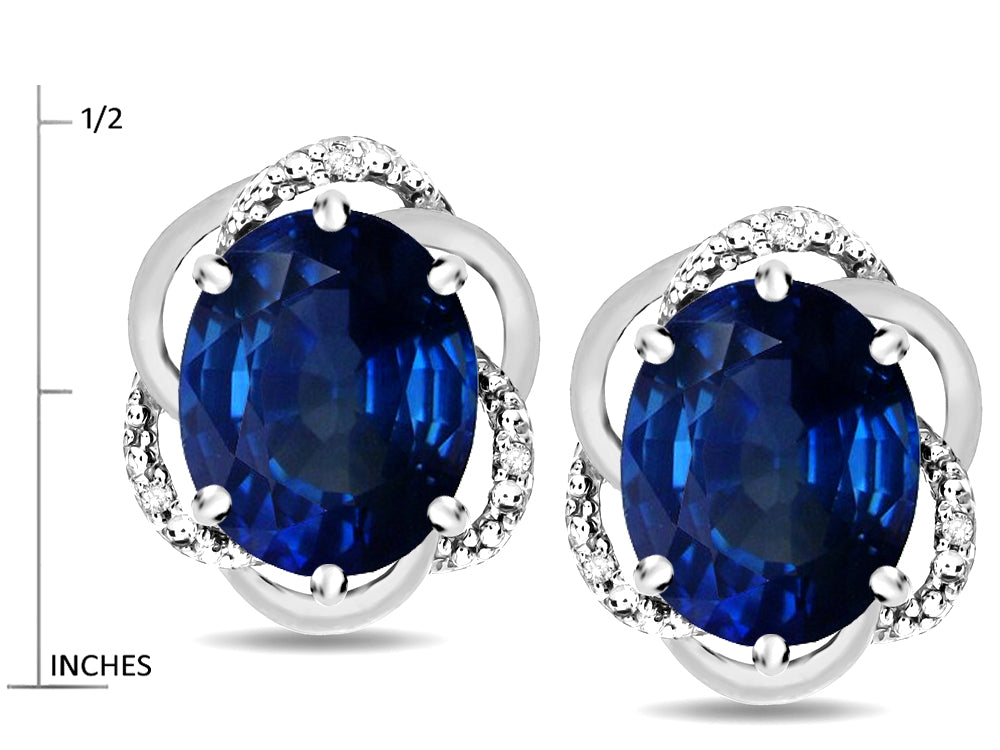 Star K  Large Love Knot Earrings with Oval 8 x 6mm Created Sapphire