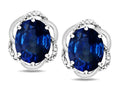 Star K  Large Love Knot Earrings with Oval 8 x 6mm Created Sapphire
