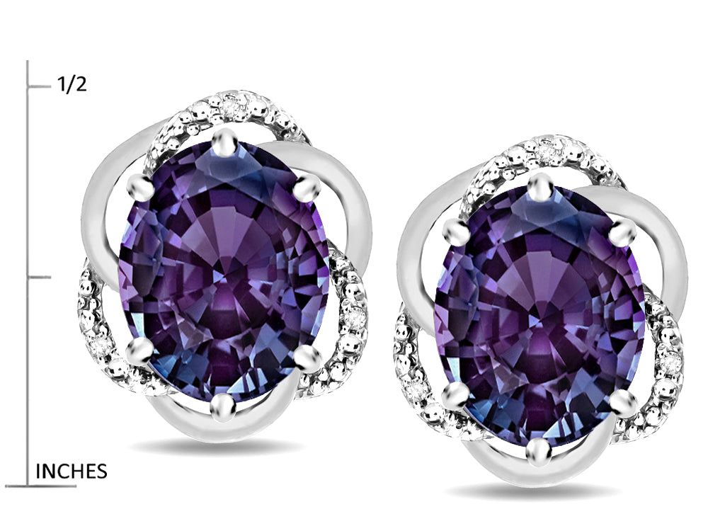 Star K  Large Love Knot Earrings with Oval 8 x 6mm Simulated Alexandrite