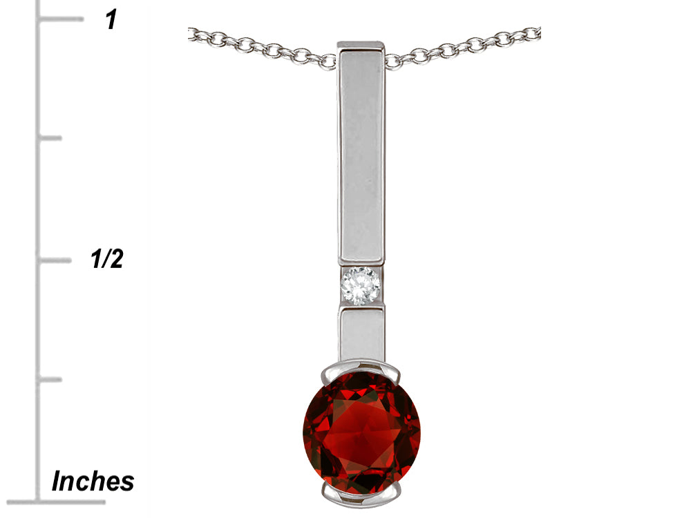 Star K  Round 6mm Genuine Garnet Bar Pendant Necklace