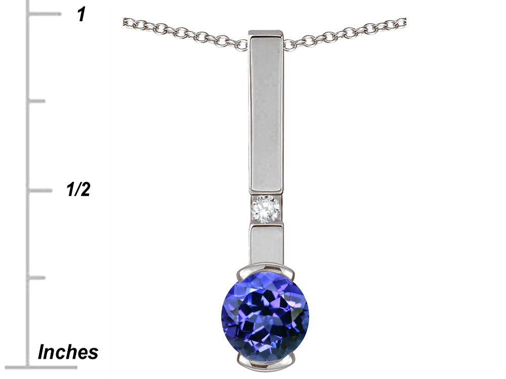 Star K  Round 6mm Simulated Tanzanite Bar Pendant Necklace