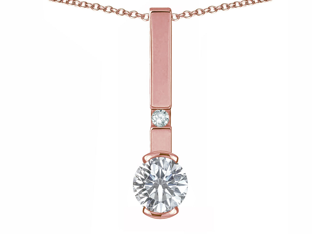 Star K  Round 6mm Genuine White Topaz Bar Pendant Necklace