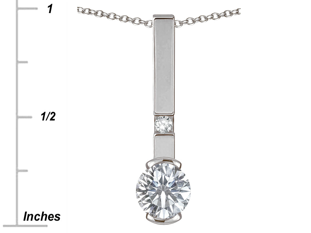 Star K  Round 6mm Genuine White Topaz Bar Pendant Necklace