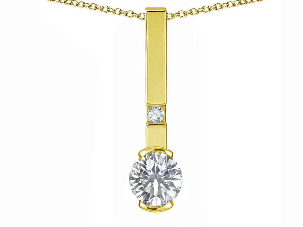 Star K  Round 6mm Genuine White Topaz Bar Pendant Necklace